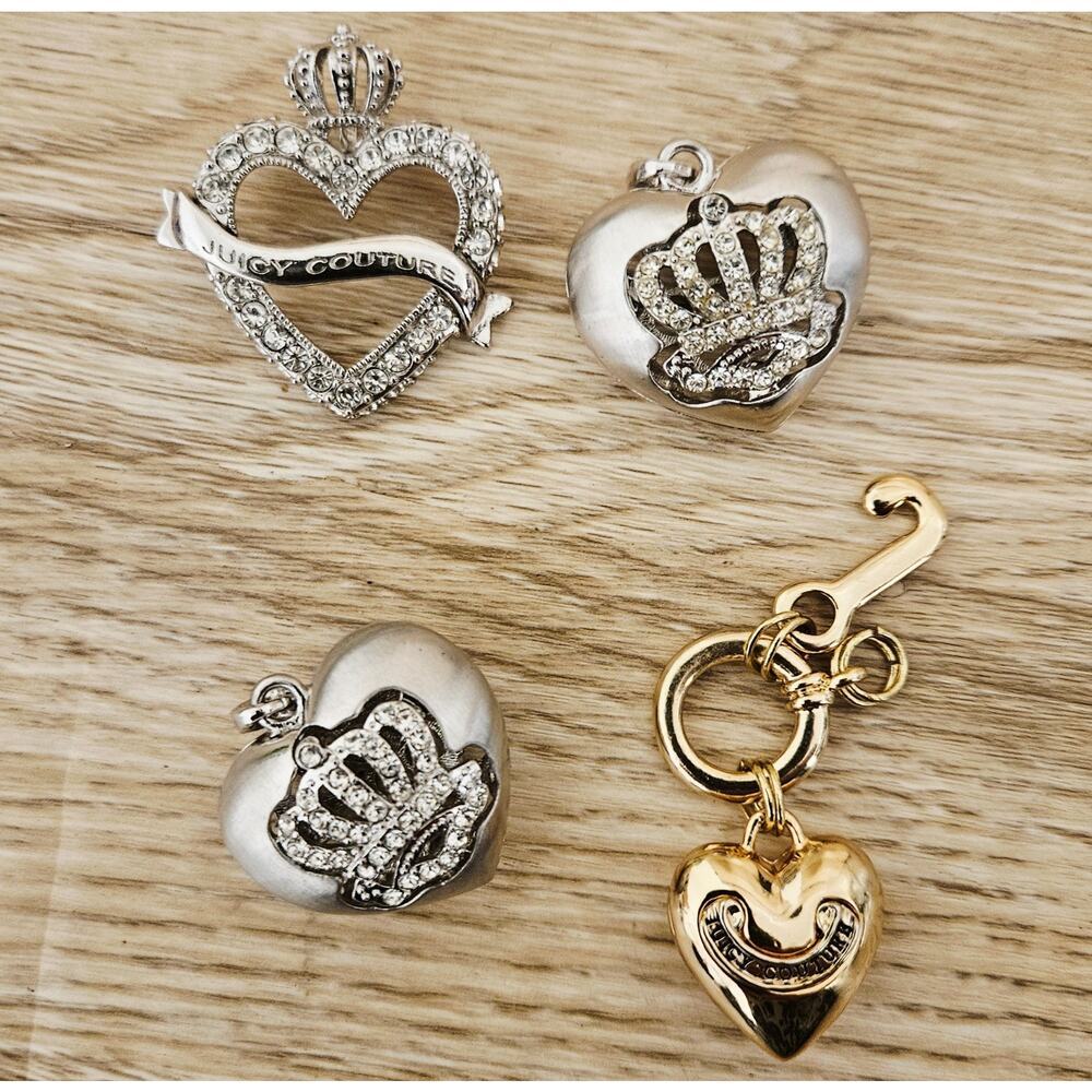 Juicy Couture Pendant Charm Lot of 4 3 Silver Tone 1 Gold Tone